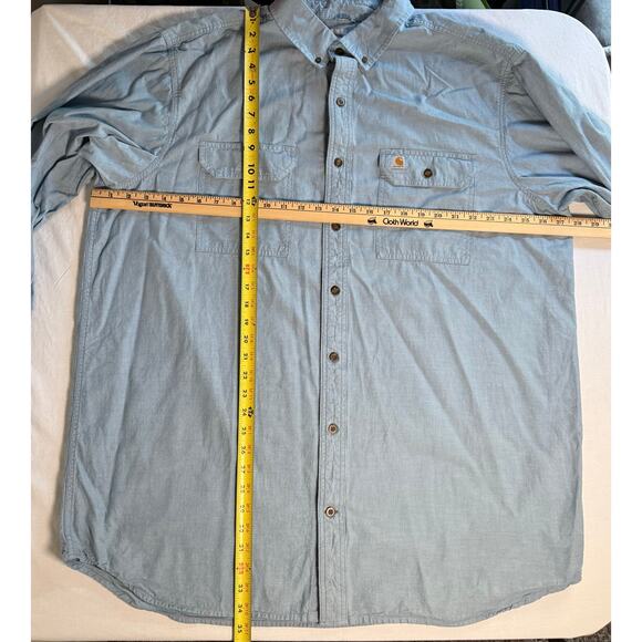 Carhartt Chambray Relaxed Fit Midweight Long Sleeve Shirt Size 2XL TALL - Picture 10 of 10